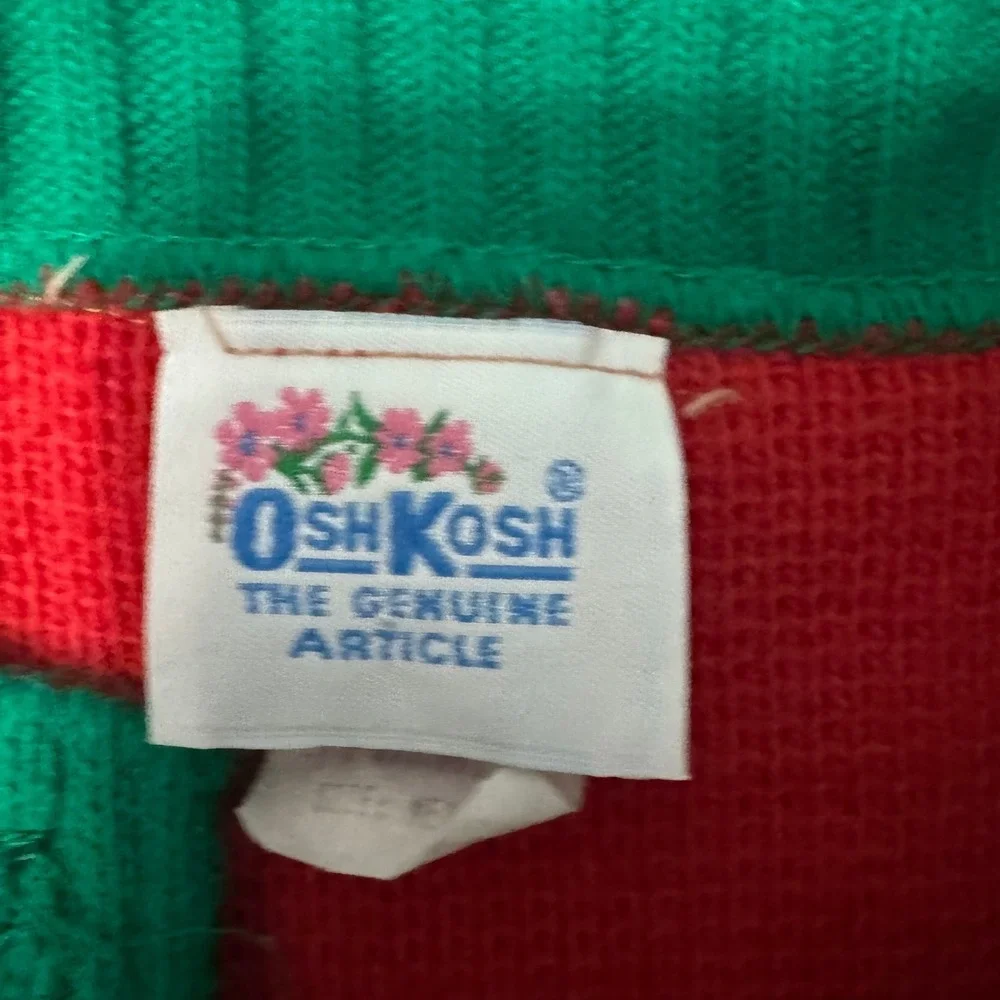 Vintage 90s OshKosh Snowman Christmas Cardigan Kids Medium‎ Chunky Knit Retro